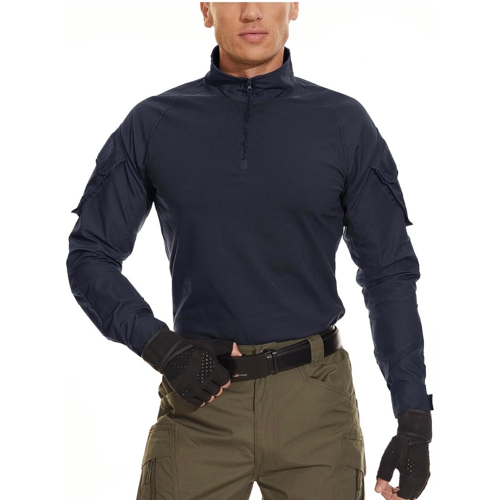 MAGCOMSEN Men's Tactical Military 1/4 Zip Long Sleeve Shirt with Pockets XL - Picture 2 of 7